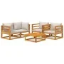 Gartenmöbel-Set 5-teilig aus Massivholz und hellgrauen Kissen von vidaXL, Gartensets - Ref: Foro24-3155285, Preis: 617,73 €, ...