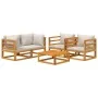 Gartenmöbel-Set 5-teilig aus Massivholz und hellgrauen Kissen von vidaXL, Gartensets - Ref: Foro24-3155285, Preis: 617,73 €, ...