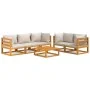 Gartenmöbel-Set 6-teilig aus Massivholz und hellgrauen Kissen von vidaXL, Gartensets - Ref: Foro24-3155286, Preis: 659,96 €, ...