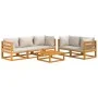 Gartenmöbel-Set 6-teilig aus Massivholz und hellgrauen Kissen von vidaXL, Gartensets - Ref: Foro24-3155286, Preis: 659,96 €, ...