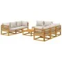 Set muebles de jardín 9 pzas madera maciza y cojines gris claro de vidaXL, Conjuntos de jardín - Ref: Foro24-3155287, Precio:...
