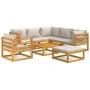Set muebles de jardín 8 pzas madera maciza y cojines gris claro de vidaXL, Conjuntos de jardín - Ref: Foro24-3155290, Precio:...