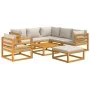 Set muebles de jardín 8 pzas madera maciza y cojines gris claro de vidaXL, Conjuntos de jardín - Ref: Foro24-3155290, Precio:...