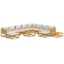 Set muebles jardín 12 pzas madera maciza y cojines gris claro de vidaXL, Conjuntos de jardín - Ref: Foro24-3155295, Precio: 1...