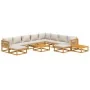 Set muebles jardín 12 pzas madera maciza y cojines gris claro de vidaXL, Conjuntos de jardín - Ref: Foro24-3155295, Precio: 1...
