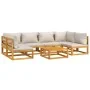 Set muebles de jardín 7 pzas madera maciza y cojines gris claro de vidaXL, Conjuntos de jardín - Ref: Foro24-3155298, Precio:...