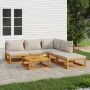 Gartenmöbel-Set 6-teilig aus Massivholz und hellgrauen Kissen von vidaXL, Gartensets - Ref: Foro24-3155299, Preis: 602,57 €, ...