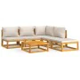Garden furniture set 6 pieces solid wood and light gray cushions by vidaXL, Garden sets - Ref: Foro24-3155299, Price: 602,57 ...