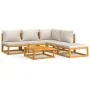 Gartenmöbel-Set 6-teilig aus Massivholz und hellgrauen Kissen von vidaXL, Gartensets - Ref: Foro24-3155299, Preis: 602,57 €, ...
