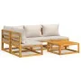 Set muebles de jardín 5 pzas madera maciza y cojines gris claro de vidaXL, Conjuntos de jardín - Ref: Foro24-3155302, Precio:...