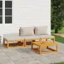 Garden furniture set 4 pieces solid wood and light gray cushions by vidaXL, Garden sets - Ref: Foro24-3155303, Price: 373,41 ...