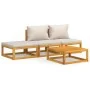 Garden furniture set 4 pieces solid wood and light gray cushions by vidaXL, Garden sets - Ref: Foro24-3155303, Price: 373,41 ...