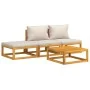Garden furniture set 4 pieces solid wood and light gray cushions by vidaXL, Garden sets - Ref: Foro24-3155303, Price: 373,41 ...