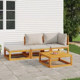 Garden furniture set 4 pieces solid wood and light gray cushions by vidaXL, Garden sets - Ref: Foro24-3155304, Price: 392,95 ...