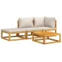 Gartenmöbel-Set 4-teilig aus Massivholz und hellgrauen Kissen von vidaXL, Gartensets - Ref: Foro24-3155304, Preis: 393,86 €, ...