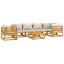 7-teiliges Gartenmöbel-Set aus massivem Holz und hellgrauen Kissen von vidaXL, Gartensets - Ref: Foro24-3155305, Preis: 826,1...