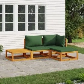 Garden furniture set 4 pieces solid wood and green cushions by vidaXL, Garden sets - Ref: Foro24-3155308, Price: 332,82 €, Di...