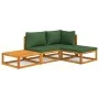 Gartenmöbel-Set 4-teilig aus Massivholz und grünen Kissen von vidaXL, Gartensets - Ref: Foro24-3155308, Preis: 333,02 €, Raba...