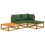 Gartenmöbel-Set 4-teilig aus Massivholz und grünen Kissen von vidaXL, Gartensets - Ref: Foro24-3155308, Preis: 333,02 €, Raba...