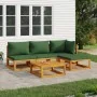 Gartenmöbel-Set 5-teilig aus Massivholz und grünen Kissen von vidaXL, Gartensets - Ref: Foro24-3155309, Preis: 459,20 €, Raba...