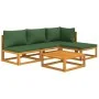 Gartenmöbel-Set 5-teilig aus Massivholz und grünen Kissen von vidaXL, Gartensets - Ref: Foro24-3155309, Preis: 459,20 €, Raba...