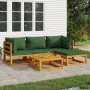 Garden furniture set 5 pieces solid wood and green cushions by vidaXL, Garden sets - Ref: Foro24-3155310, Price: 462,80 €, Di...