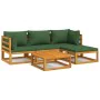 Garden furniture set 5 pieces solid wood and green cushions by vidaXL, Garden sets - Ref: Foro24-3155310, Price: 462,80 €, Di...