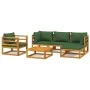 6-piece solid wood garden furniture set with green cushions by vidaXL, Garden sets - Ref: Foro24-3155311, Price: 596,36 €, Di...