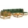 7-piece solid wood garden furniture set with green cushions. by vidaXL, Garden sets - Ref: Foro24-3155313, Price: 696,72 €, D...