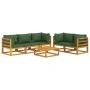Gartenmöbel-Set 6-teilig aus Massivholz und grünen Kissen von vidaXL, Gartensets - Ref: Foro24-3155317, Preis: 630,92 €, Raba...