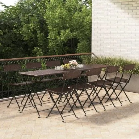 Sillas cafetería plegables 8 uds acero y ratán sintético marrón de vidaXL, Sillas de jardín - Ref: Foro24-3152117, Precio: 32...