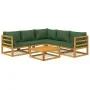 Gartenmöbel-Set 6-teilig aus Massivholz und grünen Kissen von vidaXL, Gartensets - Ref: Foro24-3155319, Preis: 633,83 €, Raba...