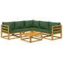 Gartenmöbel-Set 6-teilig aus Massivholz und grünen Kissen von vidaXL, Gartensets - Ref: Foro24-3155319, Preis: 633,83 €, Raba...