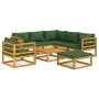 Gartenmöbel-Set 8-teilig aus Massivholz mit grünen Kissen von vidaXL, Gartensets - Ref: Foro24-3155321, Preis: 864,87 €, Raba...