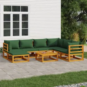Garden furniture set 8 pieces solid wood with green cushions by vidaXL, Garden sets - Ref: Foro24-3155322, Price: 849,18 €, D...
