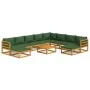 Garden furniture set 11 pieces solid wood and green cushions by vidaXL, Garden sets - Ref: Foro24-3155324, Price: 1,00 €, Dis...