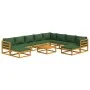 Garden furniture set 11 pieces solid wood and green cushions by vidaXL, Garden sets - Ref: Foro24-3155324, Price: 1,00 €, Dis...