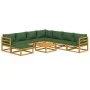 Garden furniture set 9 pieces solid wood and green cushions by vidaXL, Garden sets - Ref: Foro24-3155327, Price: 955,42 €, Di...