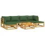 Gartenmöbel-Set 7-teilig aus Massivholz und grünen Kissen von vidaXL, Gartensets - Ref: Foro24-3155328, Preis: 650,01 €, Raba...