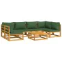 Garden furniture set 7 pieces solid wood and green cushions by vidaXL, Garden sets - Ref: Foro24-3155329, Price: 800,78 €, Di...