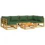Gartenmöbel-Set 7-teilig aus Massivholz und grünen Kissen von vidaXL, Gartensets - Ref: Foro24-3155329, Preis: 787,60 €, Raba...