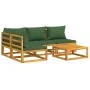 Garden furniture set 5 pieces solid wood and green cushions by vidaXL, Garden sets - Ref: Foro24-3155333, Price: 498,63 €, Di...