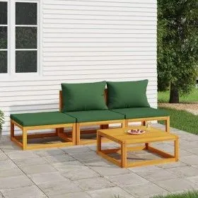 Garden furniture set 4 pieces solid wood and green cushions by vidaXL, Garden sets - Ref: Foro24-3155334, Price: 321,41 €, Di...