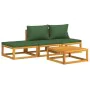 Garden furniture set 4 pieces solid wood and green cushions by vidaXL, Garden sets - Ref: Foro24-3155334, Price: 327,75 €, Di...