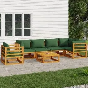 Garden furniture set 7 pieces solid wood and green cushions by vidaXL, Garden sets - Ref: Foro24-3155336, Price: 823,72 €, Di...