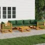 Garden furniture set 7 pieces solid wood and green cushions by vidaXL, Garden sets - Ref: Foro24-3155336, Price: 823,44 €, Di...