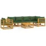 Garden furniture set 7 pieces solid wood and green cushions by vidaXL, Garden sets - Ref: Foro24-3155336, Price: 823,44 €, Di...