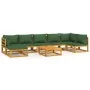 Garden furniture set 8 pieces solid wood with green cushions by vidaXL, Garden sets - Ref: Foro24-3155337, Price: 828,96 €, D...