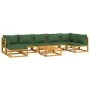 Garden furniture set 8 pieces solid wood with green cushions by vidaXL, Garden sets - Ref: Foro24-3155337, Price: 828,96 €, D...