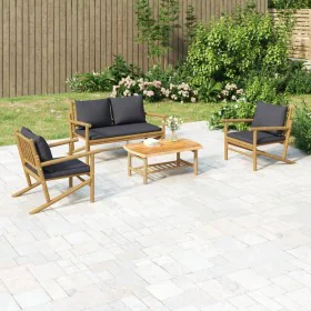 4-piece bamboo garden furniture set with dark gray cushions by vidaXL, Garden sets - Ref: Foro24-3156470, Price: 451,51 €, Di...